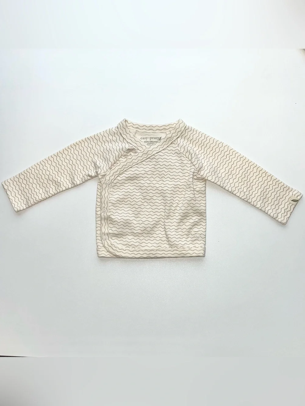 Easy-Peasy Organic Cotton 3-Piece Set Wavy Printed Cream Tan Size 3 Months NWOT
